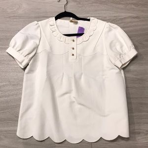 Kate Spade White Scalloped Blouse